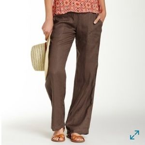 Allen Allen brown linen pants wide leg